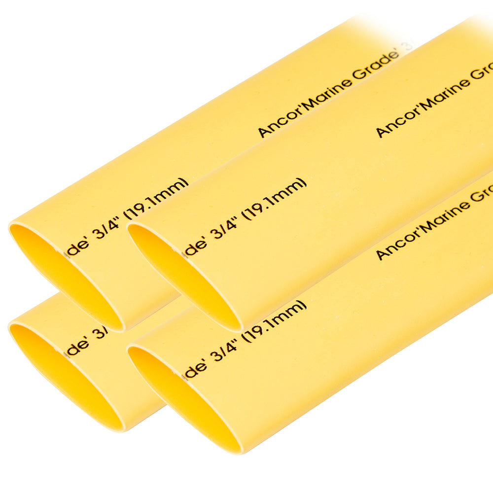 Ancor Heat Shrink Tubing 3/4" x 6" - Yellow - 4 Pieces - Deckhand Marine Supply