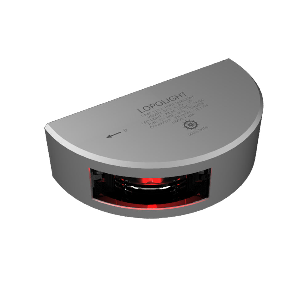 Lopolight Series 101-002 - Port Side Light - 1NM - Vertical Mount - Red - Silver Housing - Deckhand Marine Supply