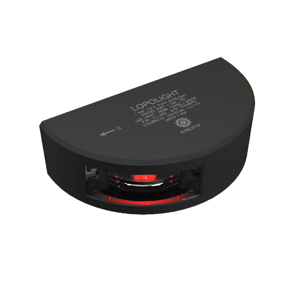 Lopolight Series 101-002 - Port Side Light - 1NM - Vertical Mount - Red - Black Housing - Deckhand Marine Supply