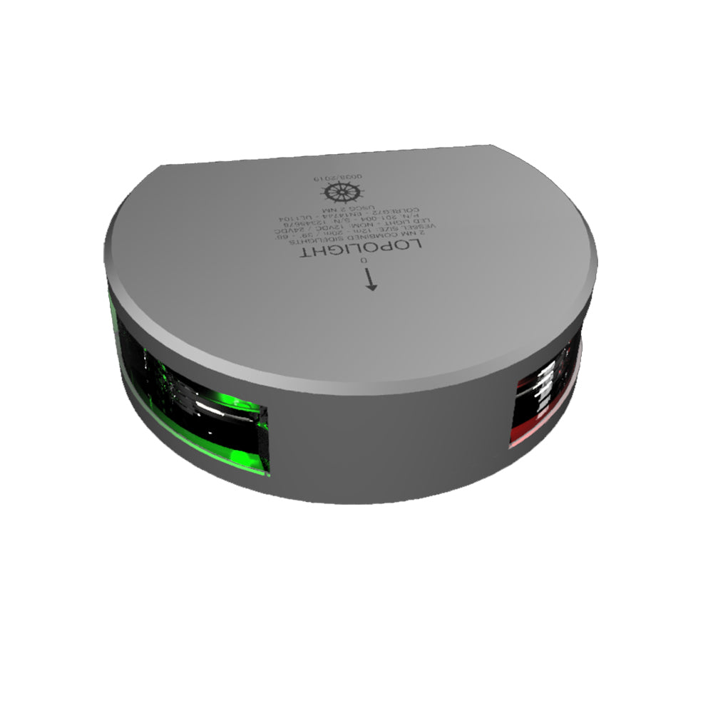 Lopolght Series 201-004 - Starboard  Port Sidelight - 2NM - Vertical Mount - Green/Red - Silver Housing - Deckhand Marine Supply