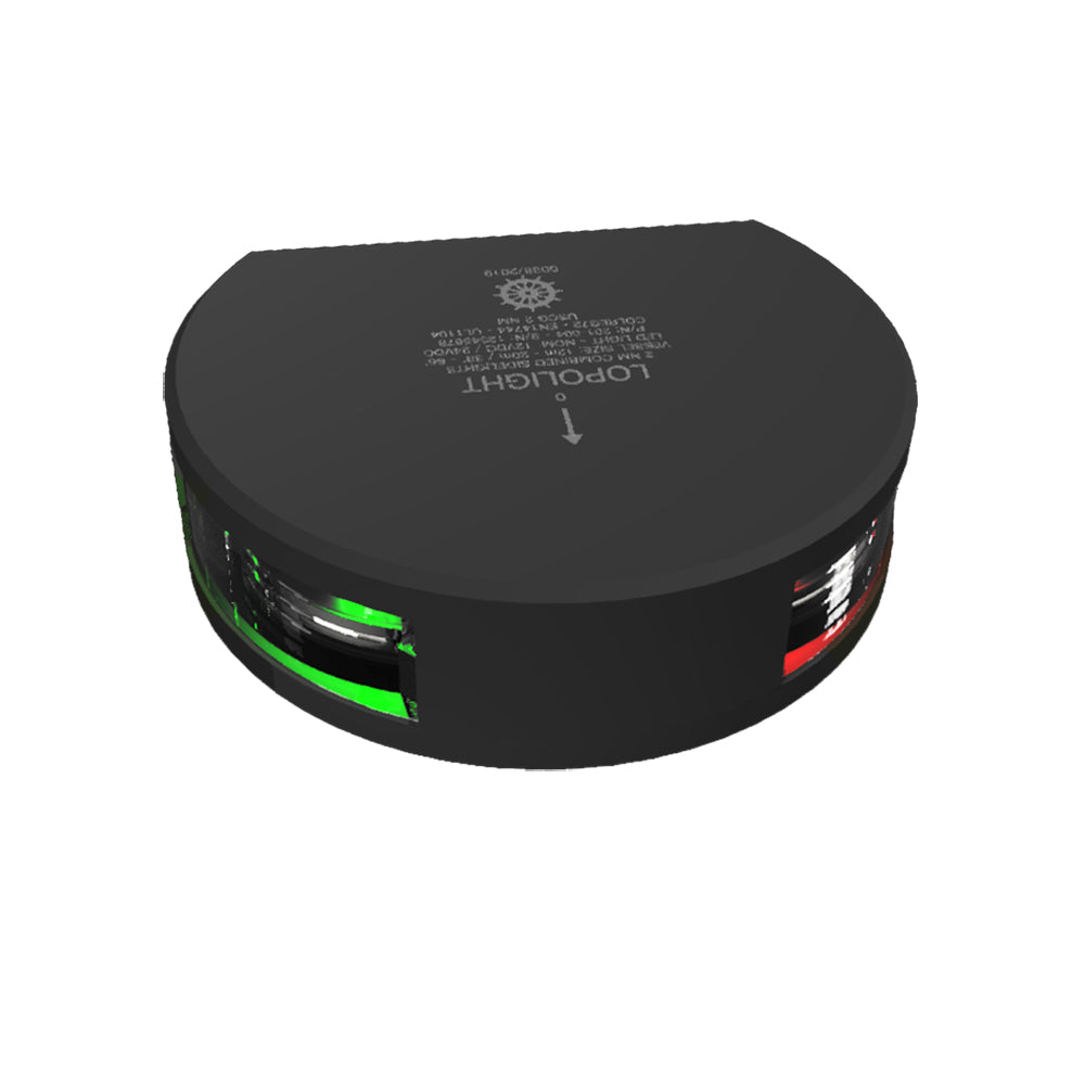 Lopolght Series 201-004 - Starboard  Port Sidelight - 2NM - Vertical Mount - Green/Red - Black Housing - Deckhand Marine Supply
