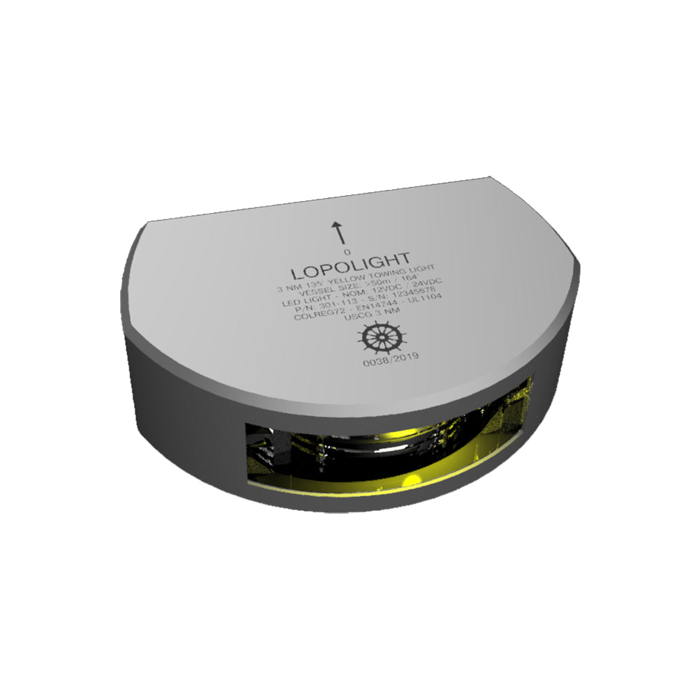 Lopolight Series 201-013 - Stern Towing Light - 2NM - Vertical Mount - Amber - Silver Housing - Deckhand Marine Supply
