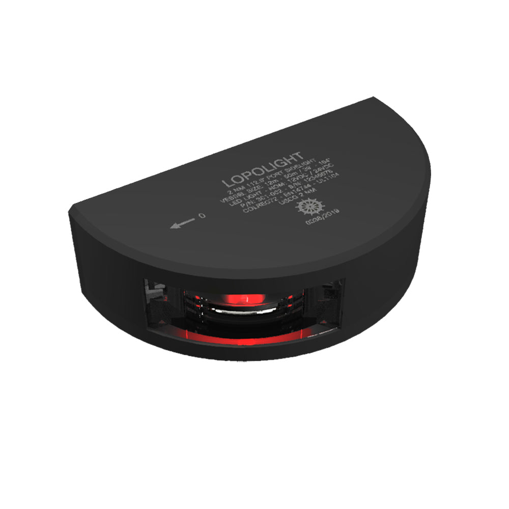 Lopolight Series 301-002 - Port Sidelight - 2NM - Vertical Mount - Red - Black Housing - Deckhand Marine Supply
