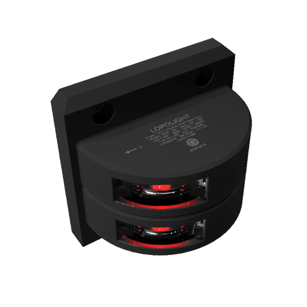 Lopolight Series 301-002 - Double Stacked Port Sidelight - 2NM - Vertical Mount - Red - Black Housing - Deckhand Marine Supply