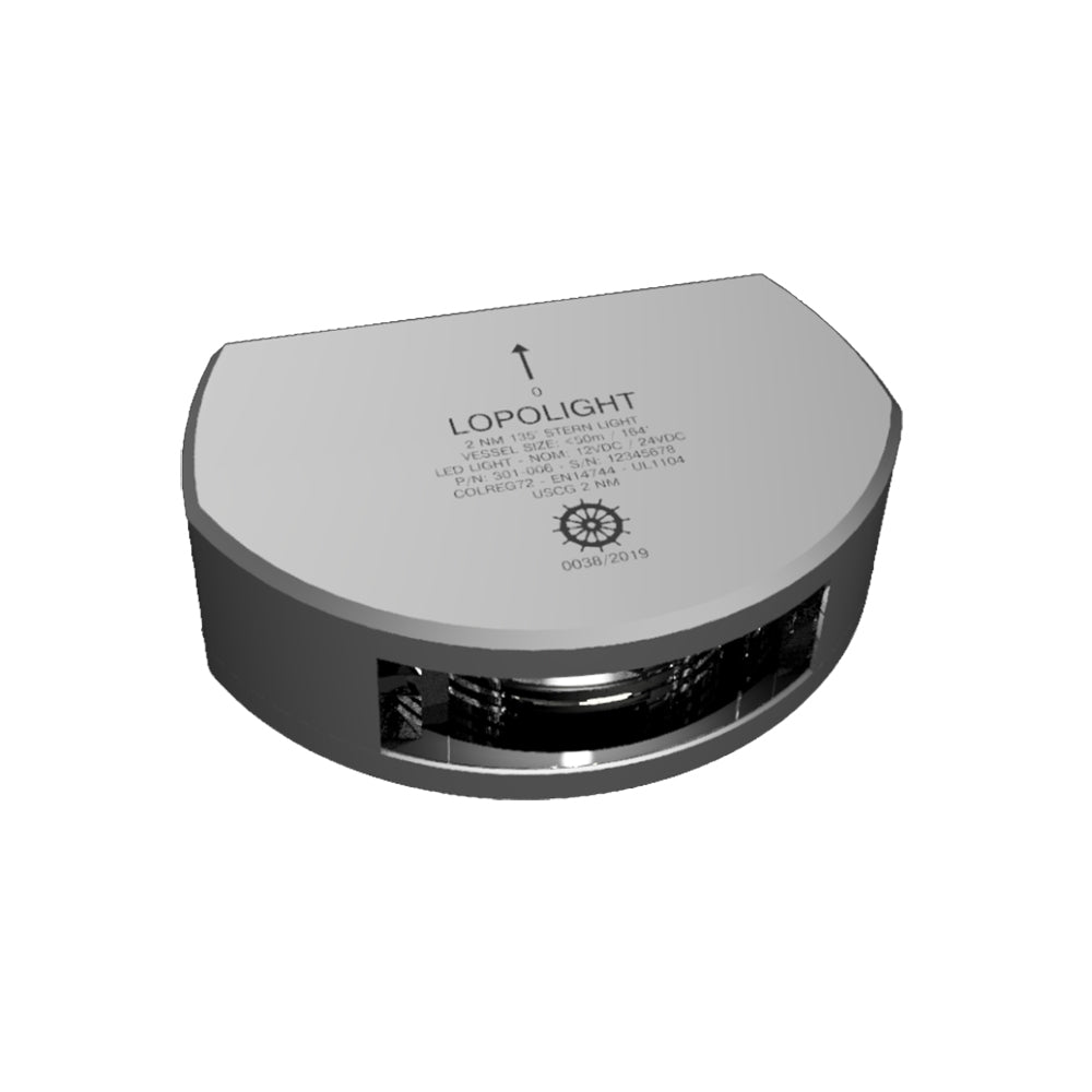 Lopolight Series 301-006 - Stern Light - 2NM - Vertical Mount - White - Silver Housing - Deckhand Marine Supply