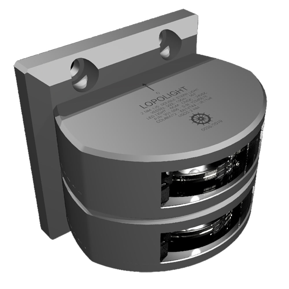 Lopolight Series 301-006 - Double Stacked Stern Light - 2NM - Vertical Mount - White - Silver Housing - Deckhand Marine Supply
