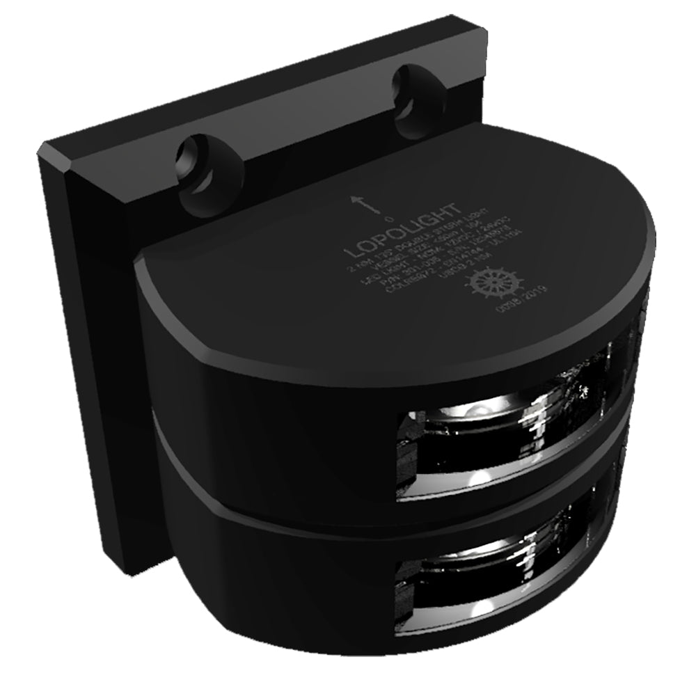 Lopolight Series 301-006 - Double Stacked Stern Light - 2NM - Vertical Mount - White - Black Housing - Deckhand Marine Supply