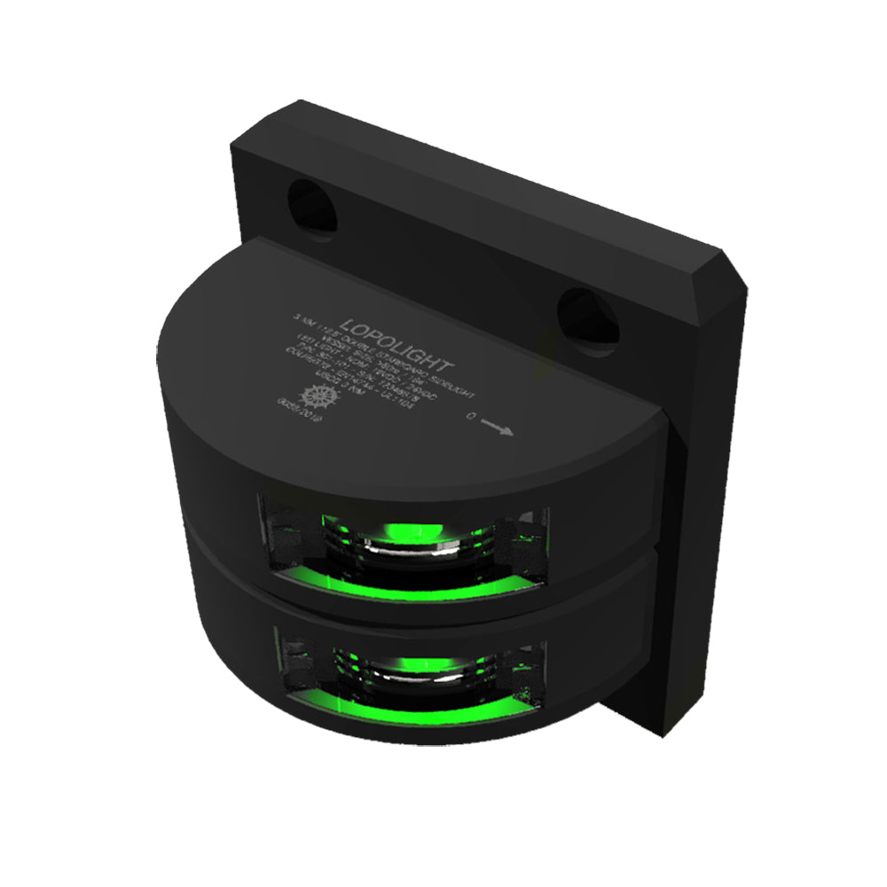 Lopolight Series301-101 - Double Stacked Starboard Sidelight - 3NM - Vertical Mount - Green - Black Housing - Deckhand Marine Supply