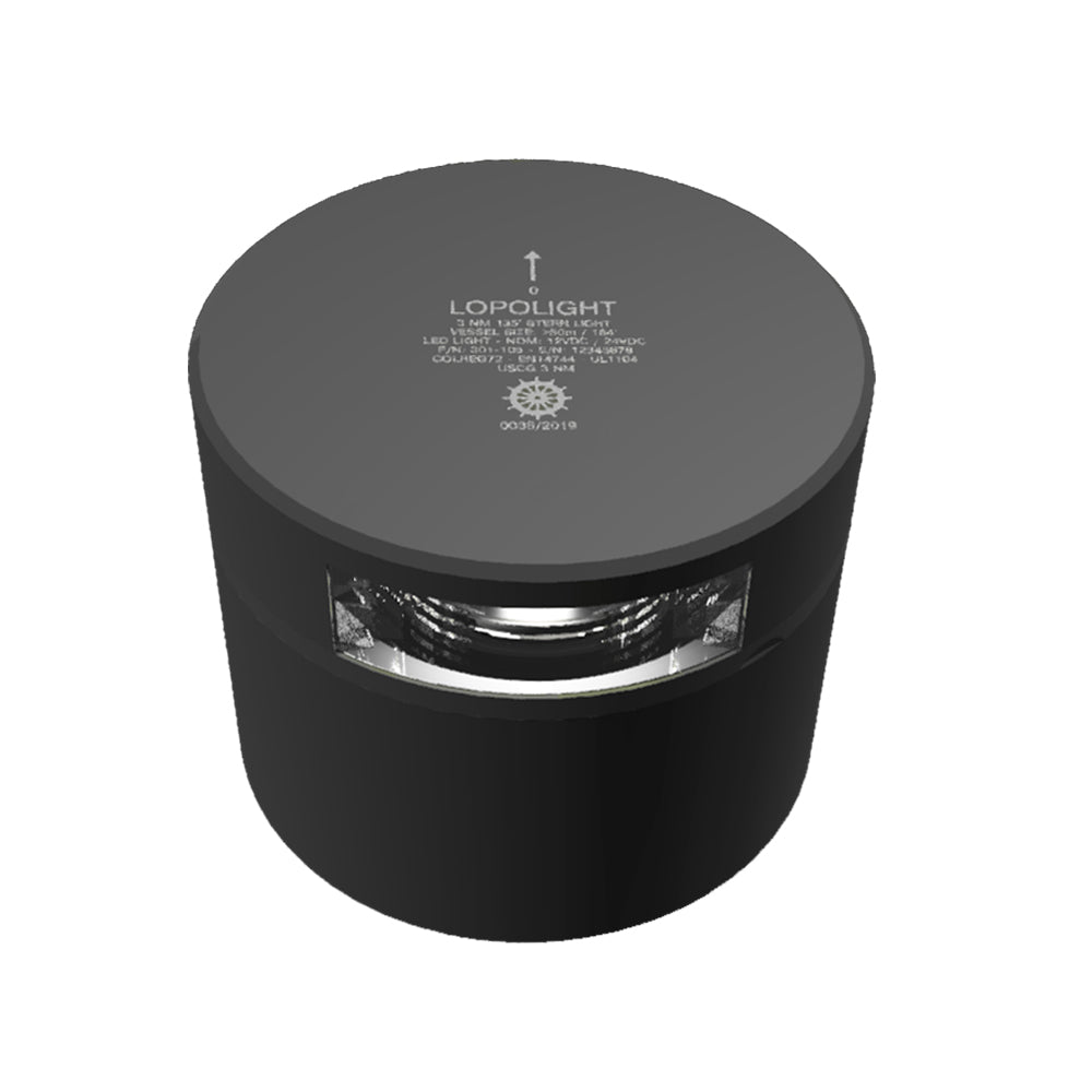 Lopolight Series 301-105 - Stern Light - 3NM - Horizontal Mount - White - Black Housing - Deckhand Marine Supply