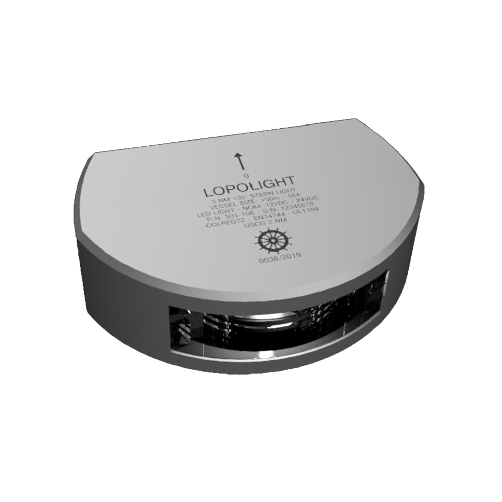 Lopolight Series 301-106 - Stern Light - 3NM - Vertical Mount - White - Silver Housing - Deckhand Marine Supply