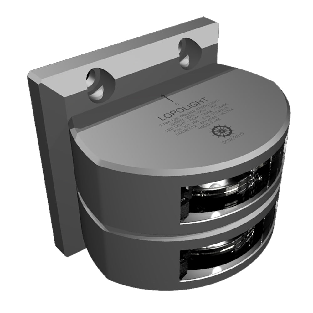 Lopolight Series 301-106 - Double Stacked Stern Light - 3NM - Vertical Mount -White - Silver Housing - Deckhand Marine Supply
