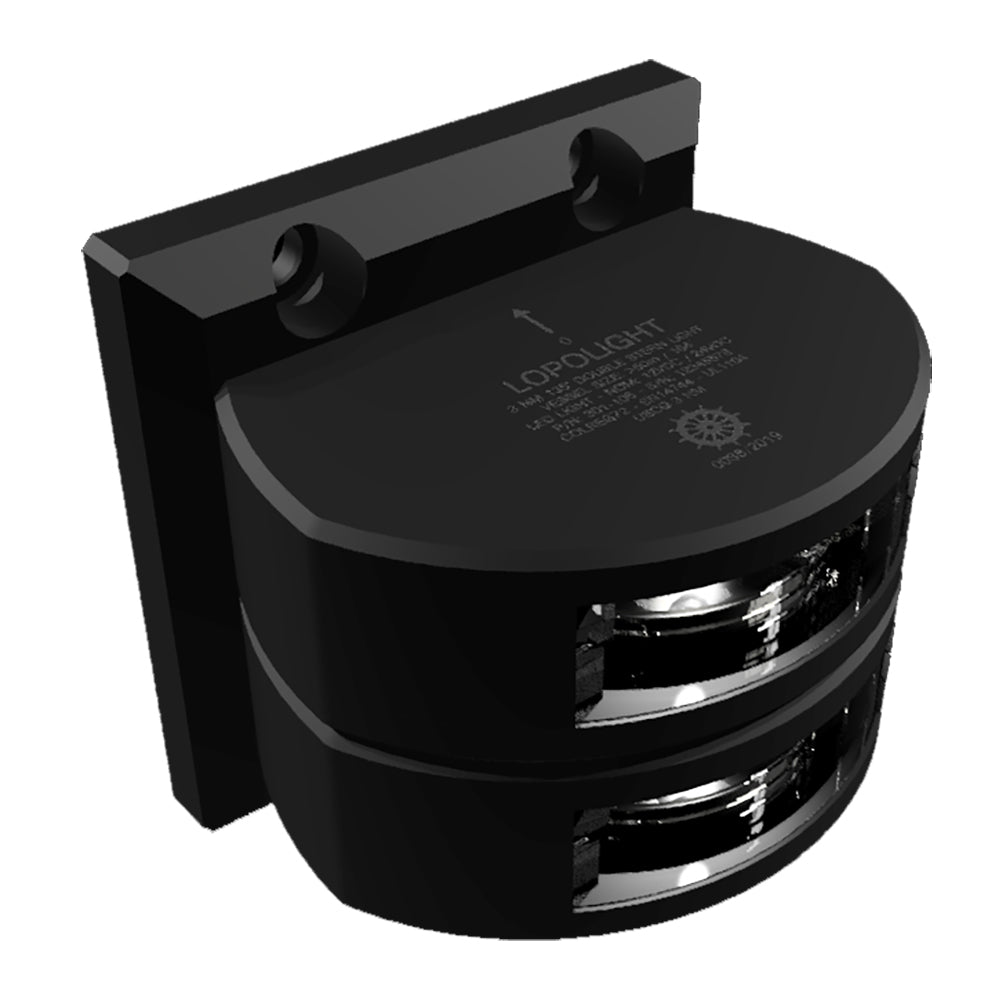 Lopolight Series 301-106 - Double Stacked Stern Light - 3NM - Vertical Mount -White - Black Housing - Deckhand Marine Supply