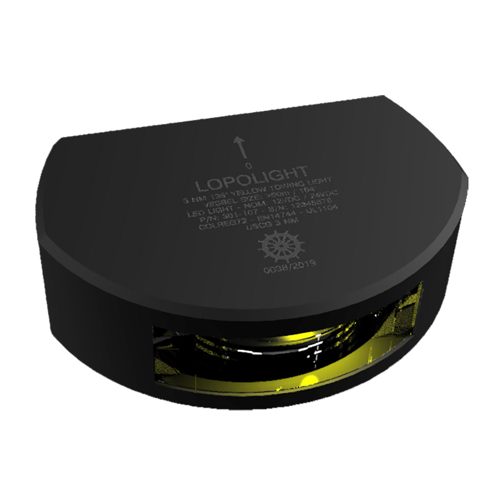 Lopolight Series 301-107 - Stern Towing Light - 3NM - Vertical Mount - Amber - Black Housing - Deckhand Marine Supply