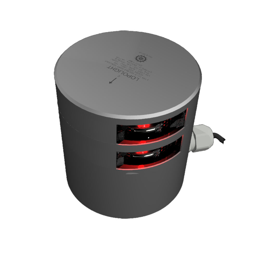 Lopolight Series 301-109 - Double Stacked Navigation Light - 3NM - Horizontal Mount - Red - Silver Housing - Deckhand Marine Supply