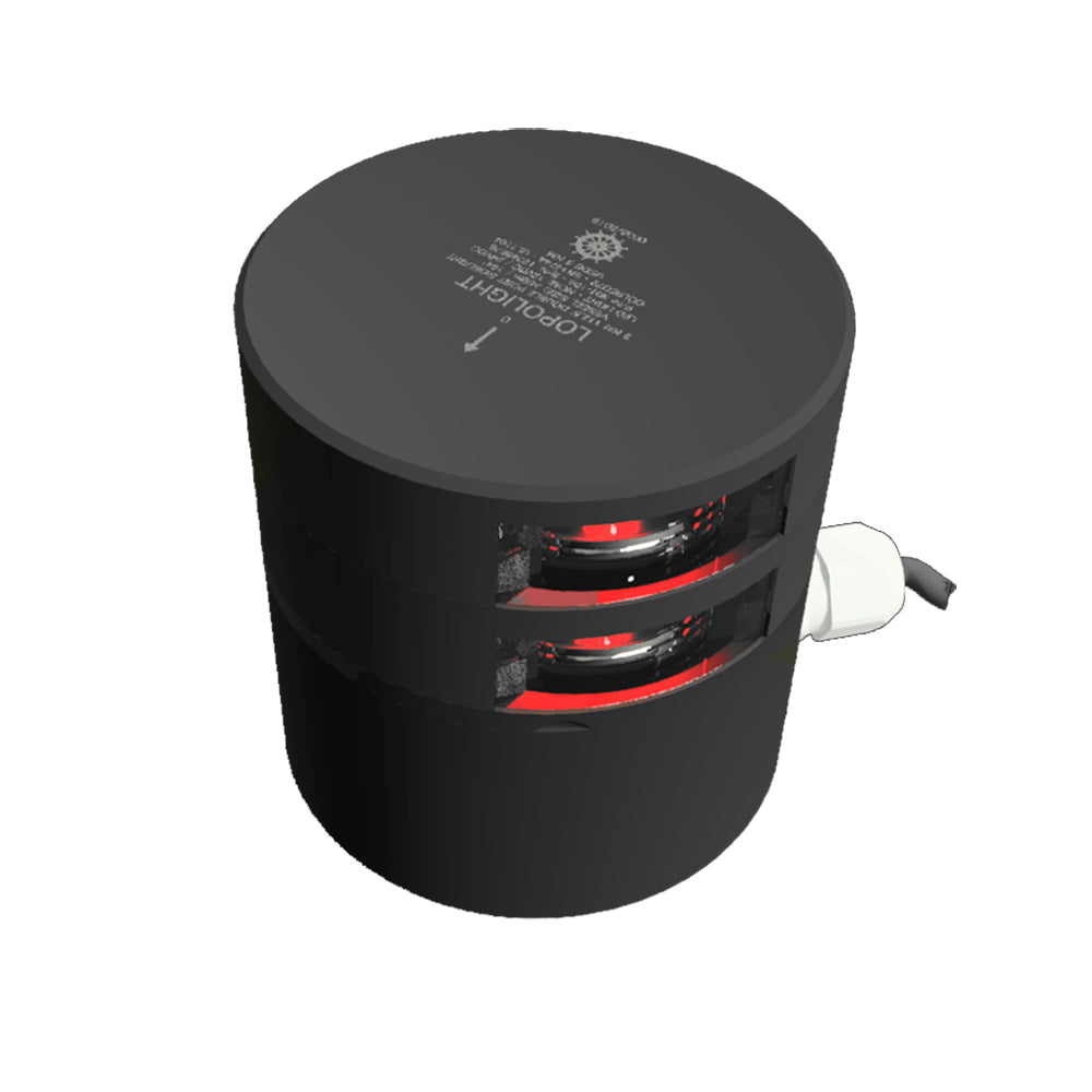 Lopolight Series 301-109 - Double Stacked Navigation Light - 3NM - Horizontal Mount - Red - Black Housing - Deckhand Marine Supply