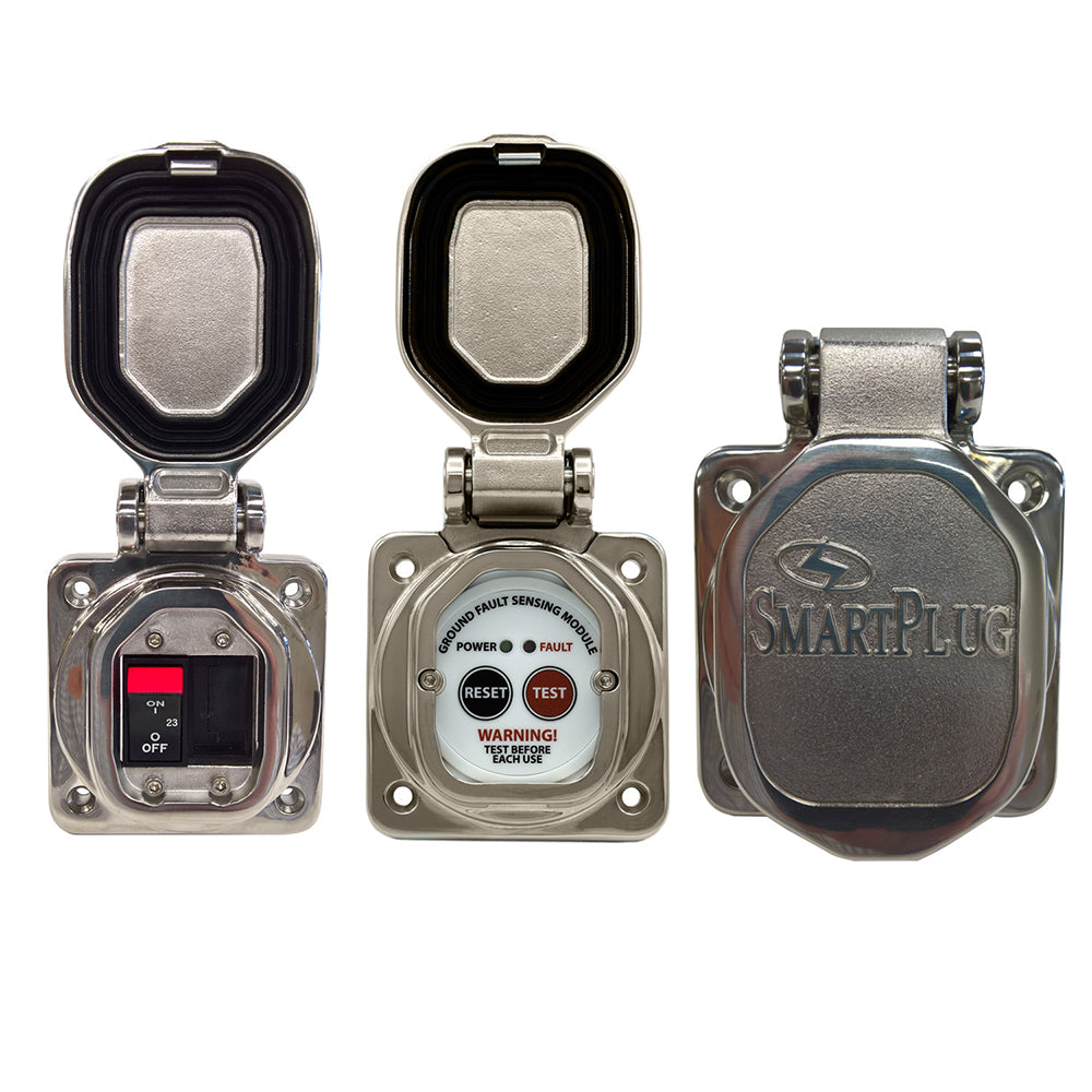 SmartPlug Combo Kit w/ELCI Sensor  30 Amp Breaker/Stainless Steel Door - Deckhand Marine Supply