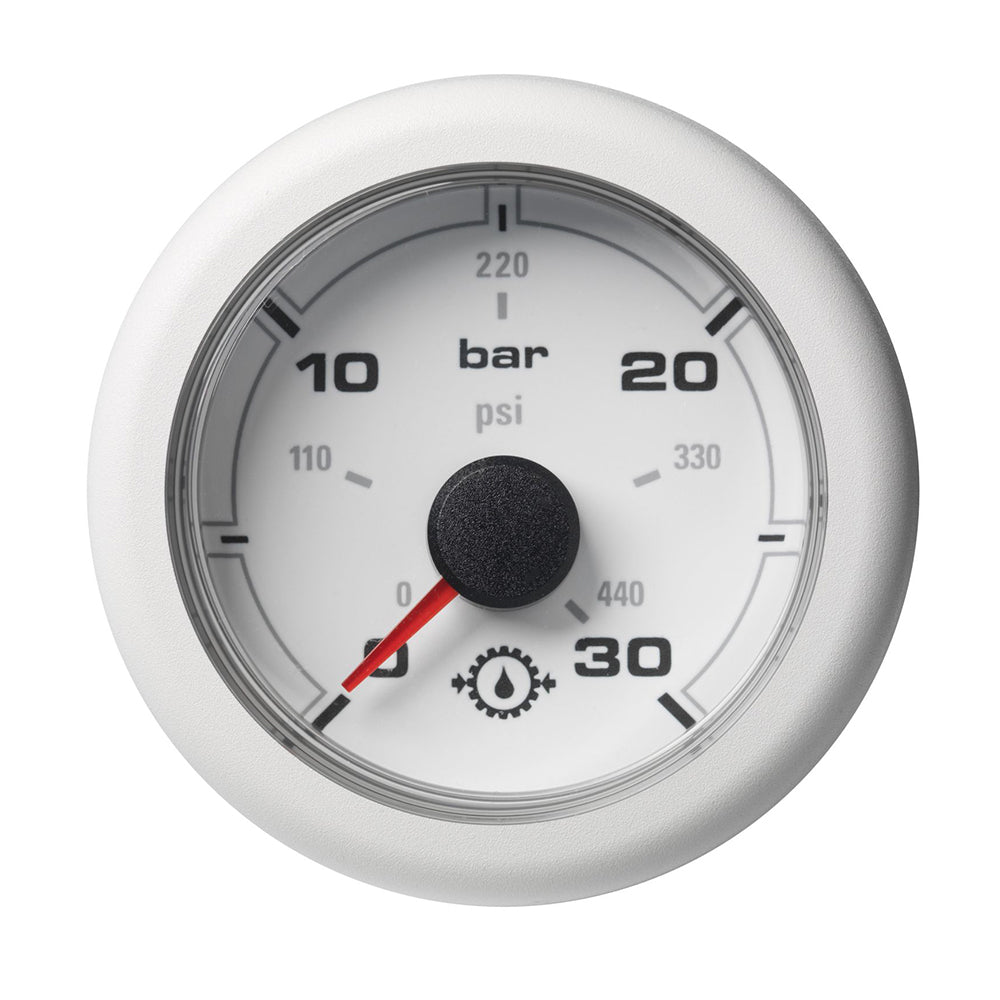 Veratron 52MM (2-1/16") OceanLink Transmission Oil Pressure Gauge - 30 Bar/440 PSI - White Dial  Bezel - Deckhand Marine Supply