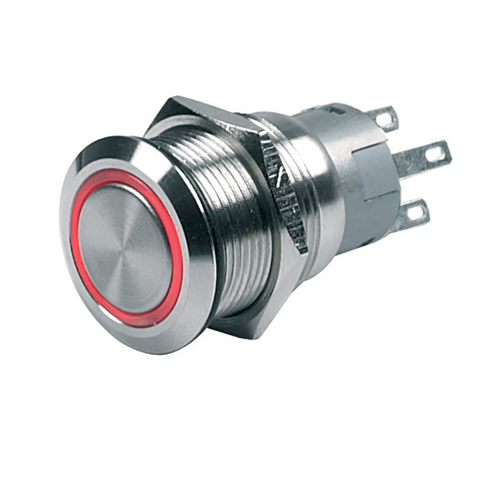 BEP Push-Button Switch 12V Momentary On/Off - Red LED - Deckhand Marine Supply