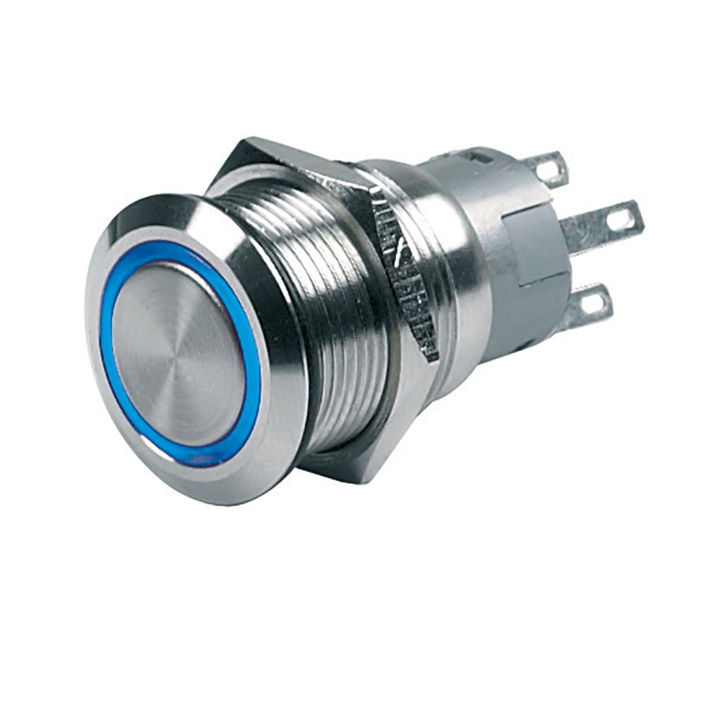 BEP Push-Button Switch 12V Momentary On/Off - Blue LED - Deckhand Marine Supply