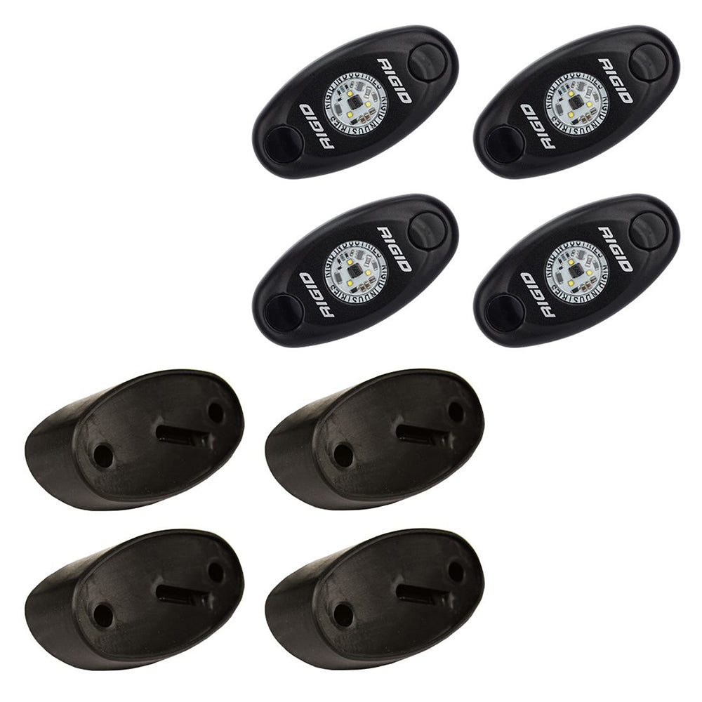 RIGID Industries A-Series Rock Light Kit - 4 Amber Lights - Black - Deckhand Marine Supply