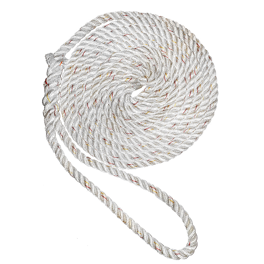 New England Ropes 5/8"Premium 3-Strand Dock Line - White w/Tracer - 25 - Deckhand Marine Supply