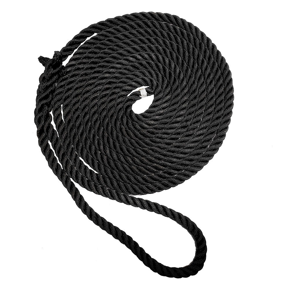New England Ropes 5/8" Premium 3-Strand Dock Line - Black - 50 - Deckhand Marine Supply