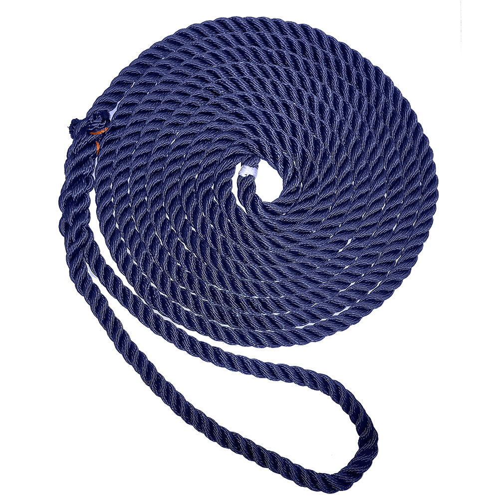 New England Ropes 1/2" Premium 3-Strand Dock Line - Navy Blue - 15 - Deckhand Marine Supply