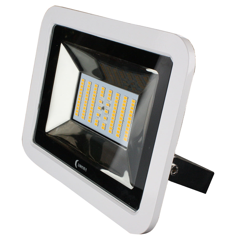 Lunasea 35W Slimline LED Floodlight, 12/24V, Cool White, 4800 Lumens, 3 Cord - White Housing - Deckhand Marine Supply