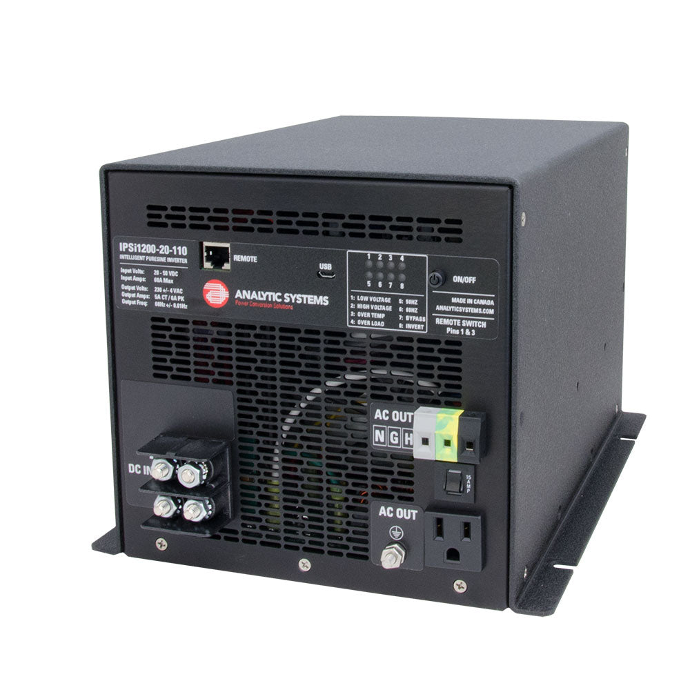 Analytic Systems AC Intelligent Pure Sine Wave Inverter 1200W, 20-40V In, 110V Out - Deckhand Marine Supply