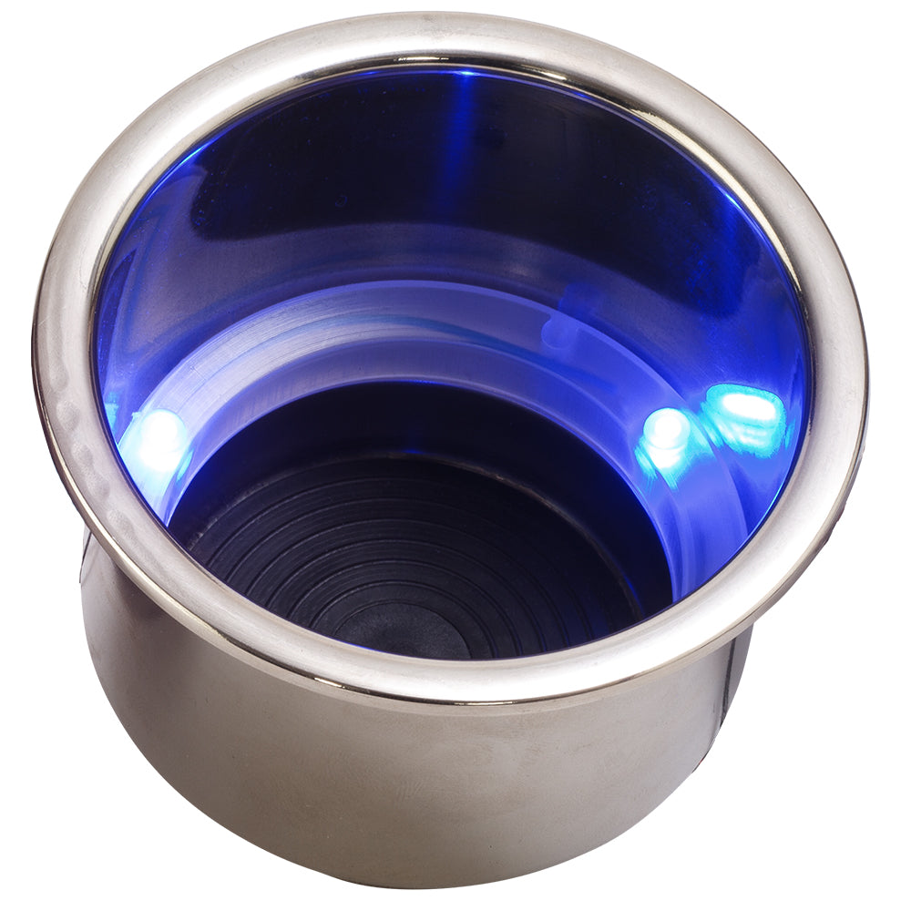 Sea-Dog LED Flush Mount Combo Drink Holder w/Drain Fitting - Blue LED - Deckhand Marine Supply