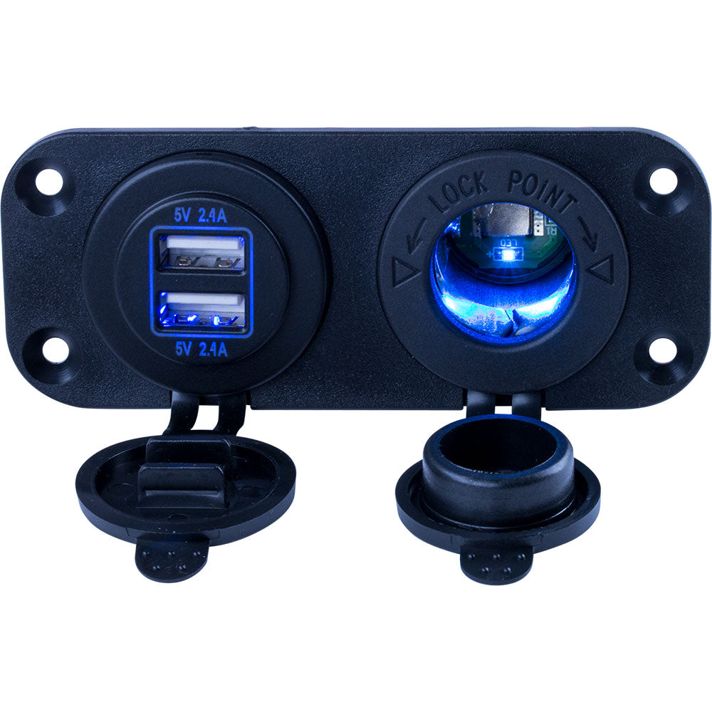 Sea-Dog Double USB  Power Socket Panel - Deckhand Marine Supply