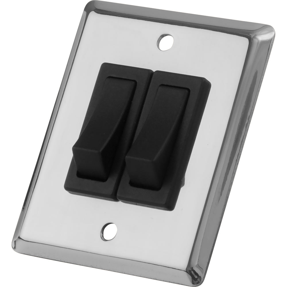 Sea-Dog Double Gang Wall Switch - Stainless Steel - Deckhand Marine Supply