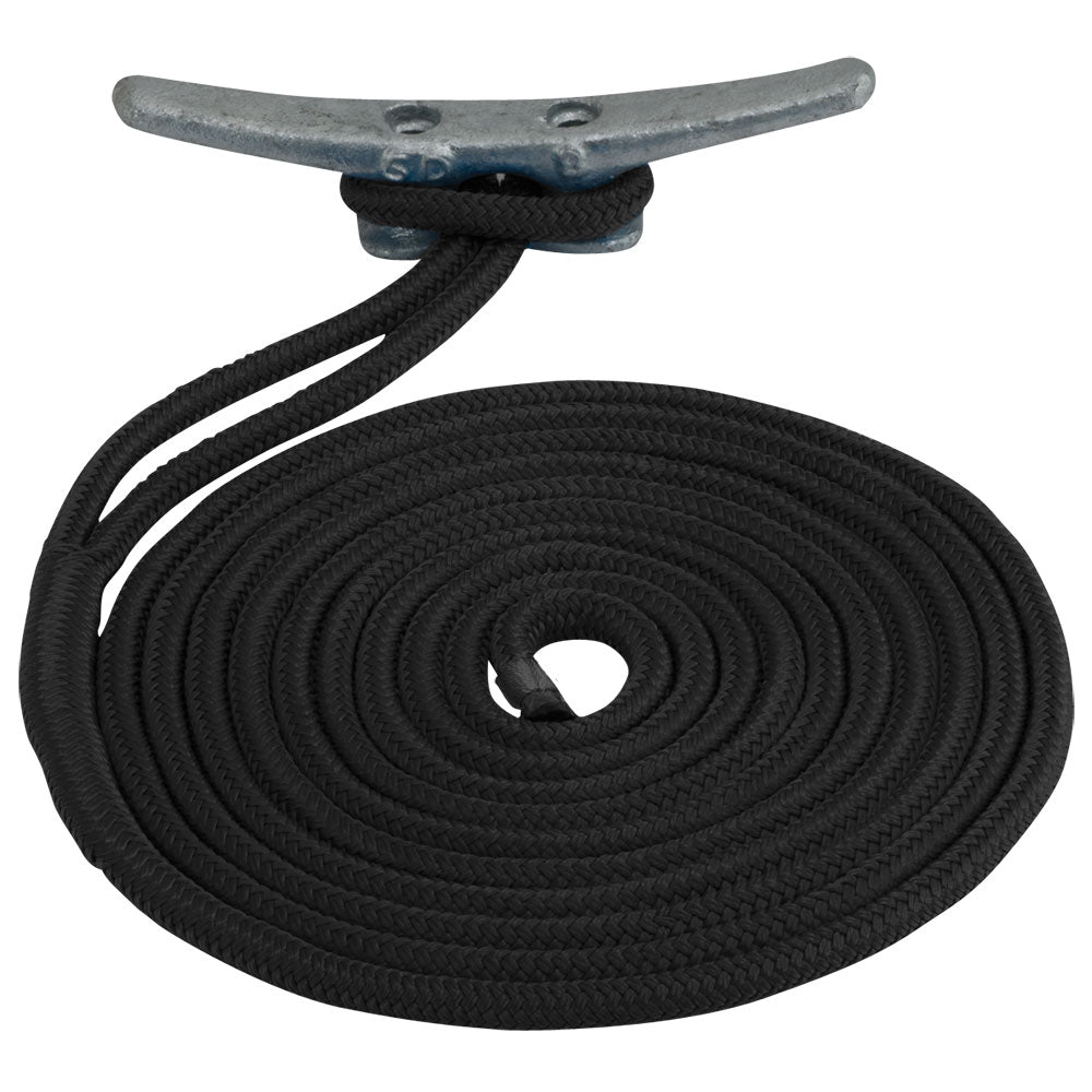 Sea-Dog Double Braided Nylon Dock Line - 5/8" x 20 - Black - Deckhand Marine Supply