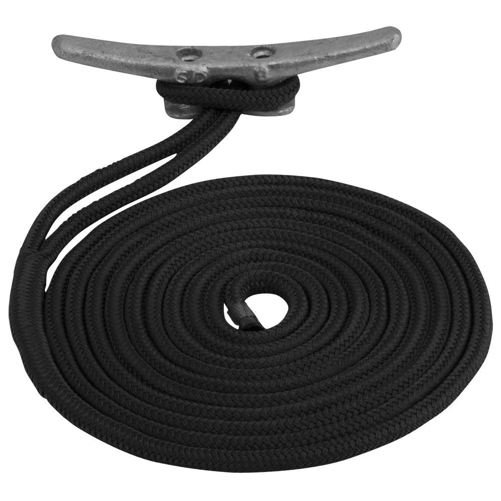 Sea-Dog Double Braided Nylon Dock Line - 3/4" x 30 - Black - Deckhand Marine Supply
