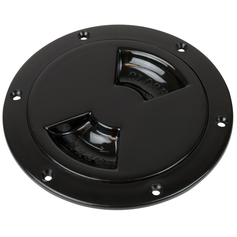 Sea-Dog Quarter-Turn Smooth Deck Plate w/Internal Collar - Black - 4" - Deckhand Marine Supply