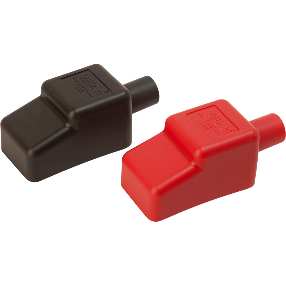 Sea-Dog Battery Terminal Covers - Red/Back - 1/2" - Deckhand Marine Supply