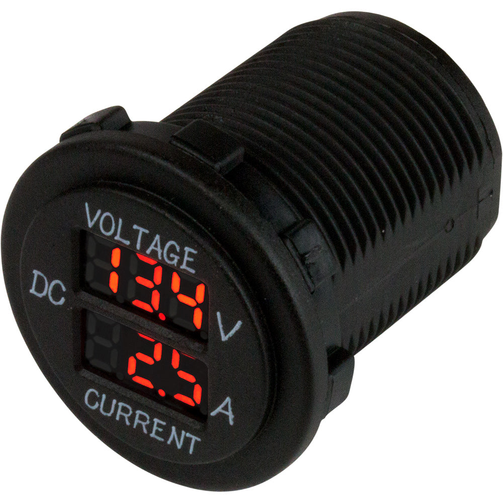 Sea-Dog Round Voltage  Amp Meter - 6V-30V  0 Amp - 10 Amp Meter - Deckhand Marine Supply