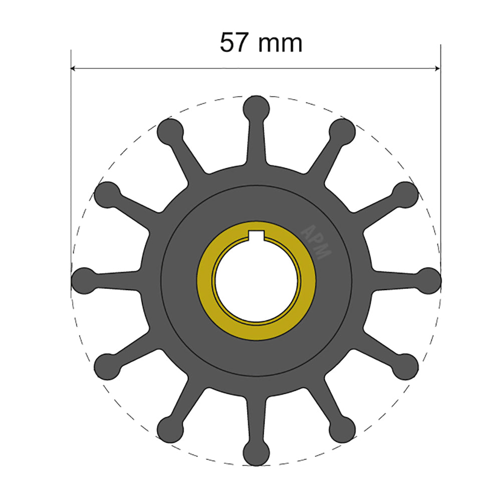 Albin Group Premium Impeller Kit 57 x 12.7 x 20mm - 12 Blade - Key Insert - Deckhand Marine Supply