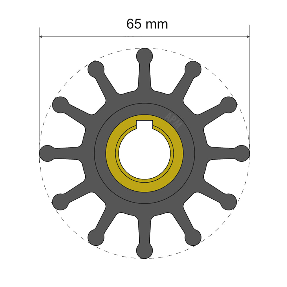 Albin Group Premium Impeller Kit 65 x 15.8 x 41.5mm - 12 Blade - Key Insert - Deckhand Marine Supply