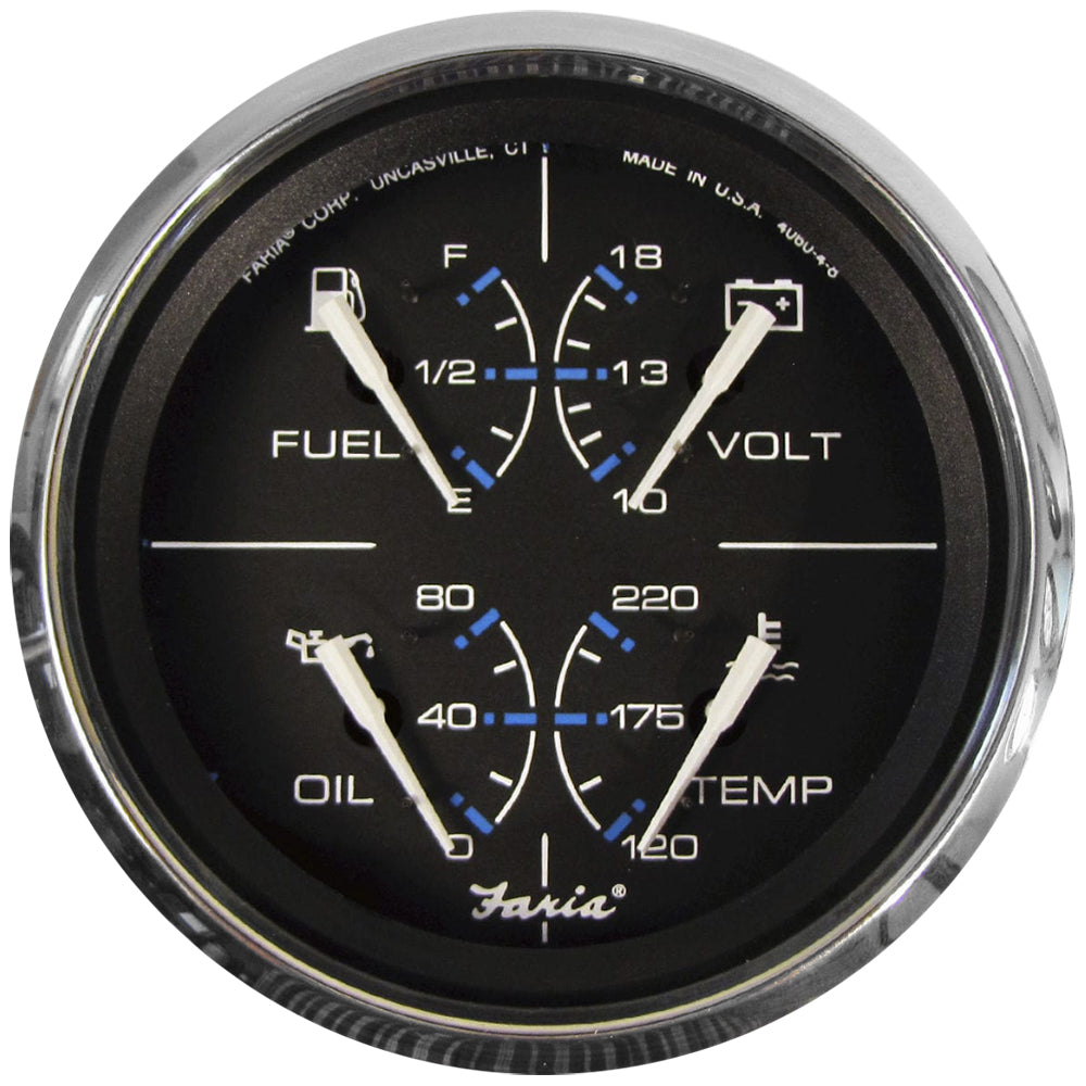 Faria Chesapeake Black 4" Multifunction Gauge - Deckhand Marine Supply