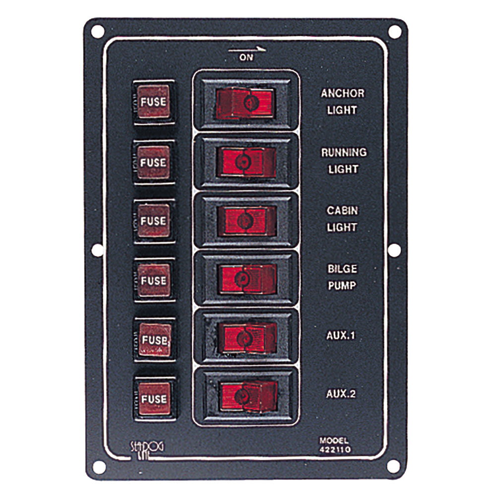 Sea-Dog Aluminum Switch Panel Vertical - 6 Switch - Deckhand Marine Supply