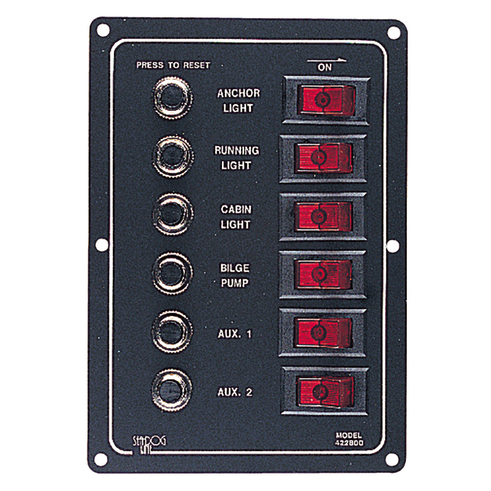 Sea-Dog Aluminum Circuit Breaker Panel - 6 Circuit - Deckhand Marine Supply