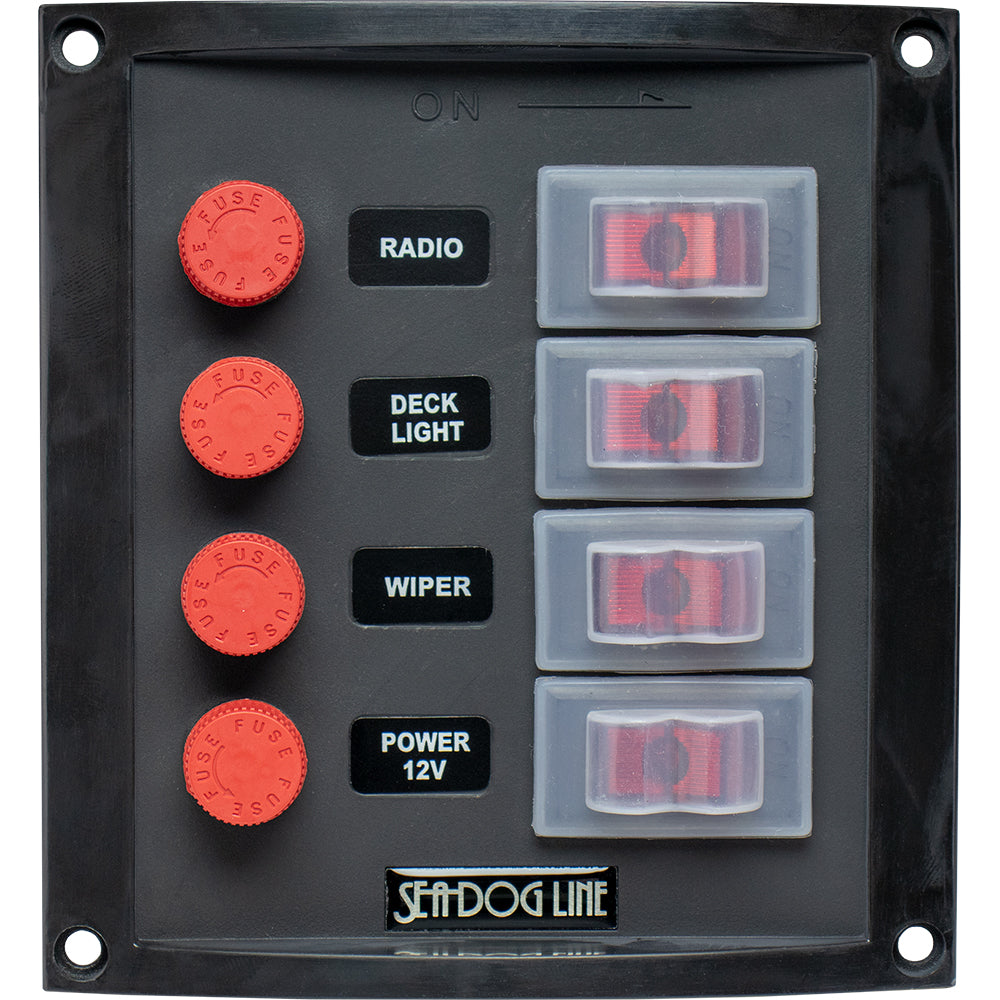 Sea-Dog Splash Guard Switch Panel Vertical - 4 Switch - Deckhand Marine Supply