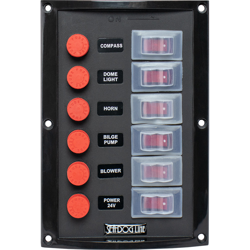 Sea-Dog Splash Guard Switch Panel Vertical - 6 Switch - Deckhand Marine Supply