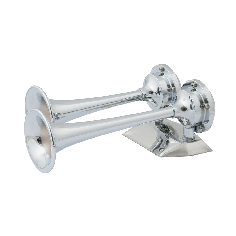Marinco 12V Chrome Plated Dual Trumpet Mini Air Horn - Deckhand Marine Supply