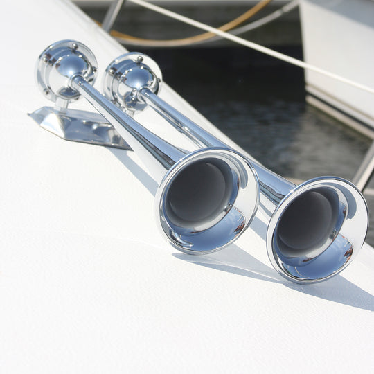 Marinco 24V Chrome Plated Dual Trumpet Air Horn - Deckhand Marine Supply