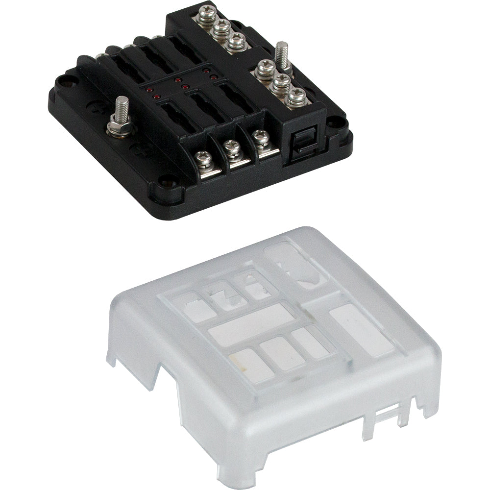 Sea-Dog Blade Style LED Indicator Fuse Block w/Negative Bus Bar - 6 Circuit - Deckhand Marine Supply