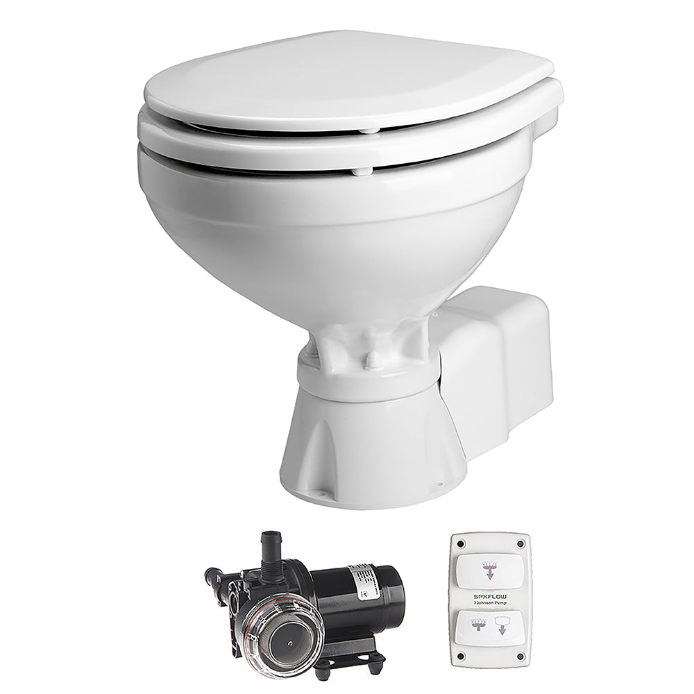 Johnson Pump AquaT Toilet Silent Electric Compact - 12V w/Pump - Deckhand Marine Supply
