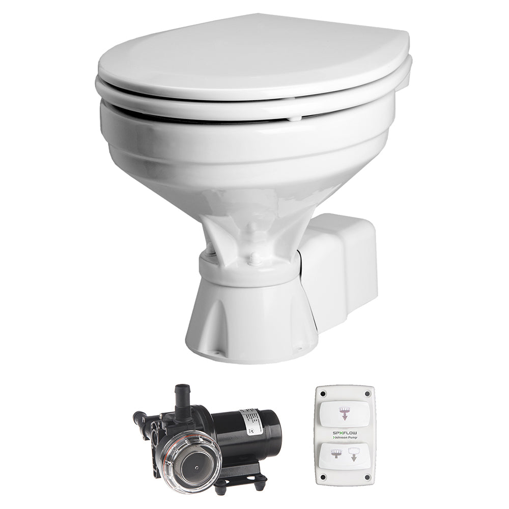 Johnson Pump AquaT Toilet Silent Electric Comfort - 12V w/Pump - Deckhand Marine Supply