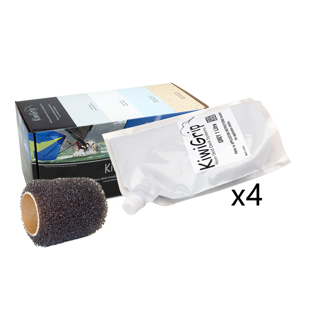 KiwiGrip 4 - 1 Liter Pouches - Grey w/4" Roller - Deckhand Marine Supply
